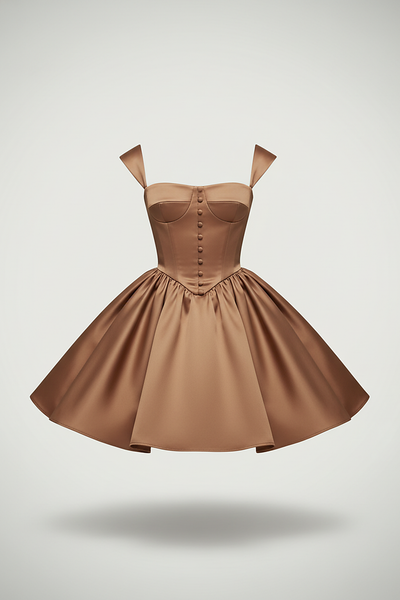 White short-sleeve mini dress, front view on model.