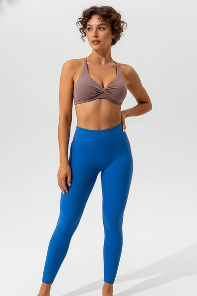 Sports bra with cross back, back view.