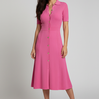 Elegant patchwork knitted maxi dress for parties, front view.