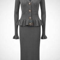 One-piece slim waist bodycon dress, front view on model.